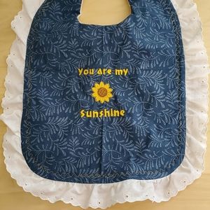Hand Crafted Baby Bib - Lace & Embroidery